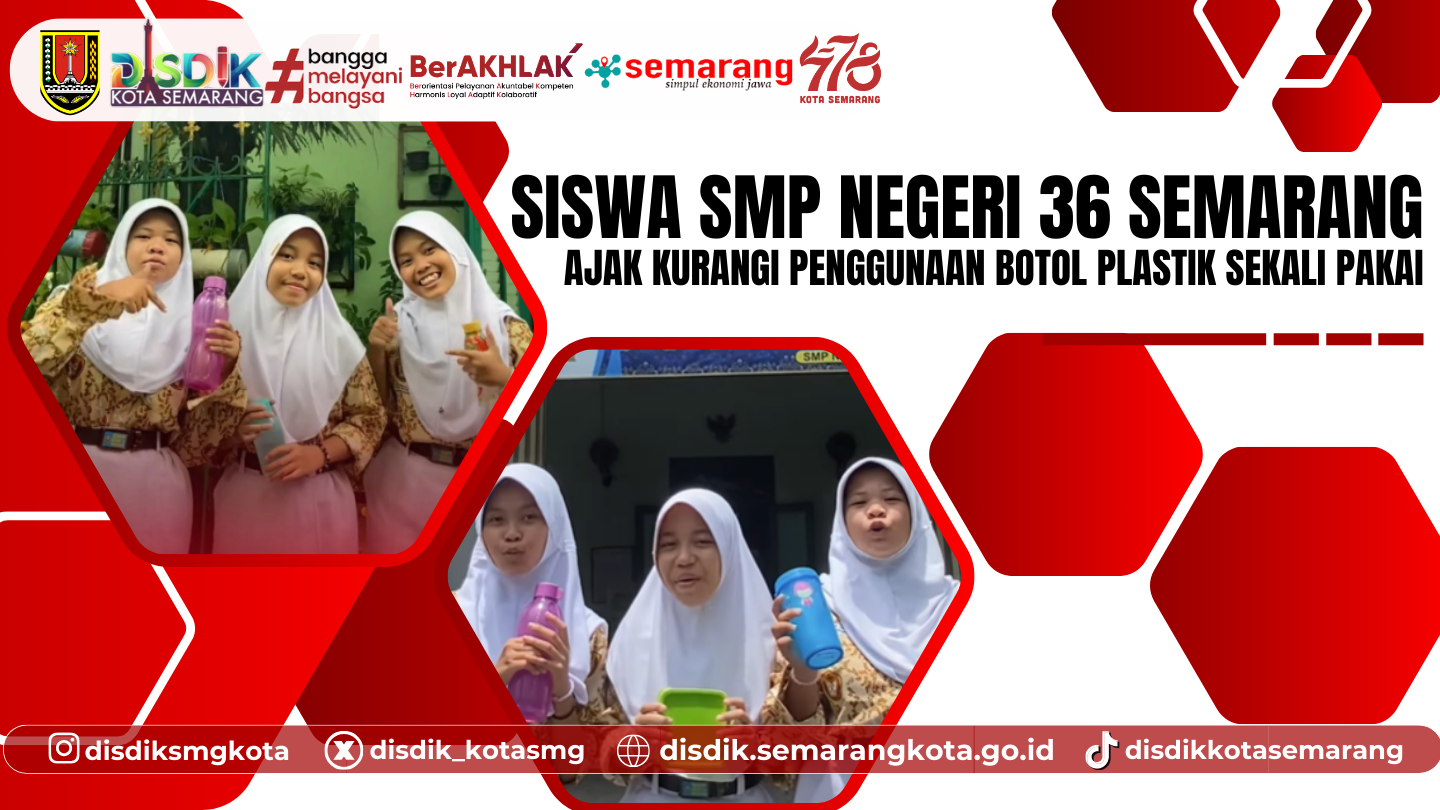 Siswa SMP Negeri 36 Semarang Ajak Kurangi Penggunaan Botol Plastik Sekali Pakai